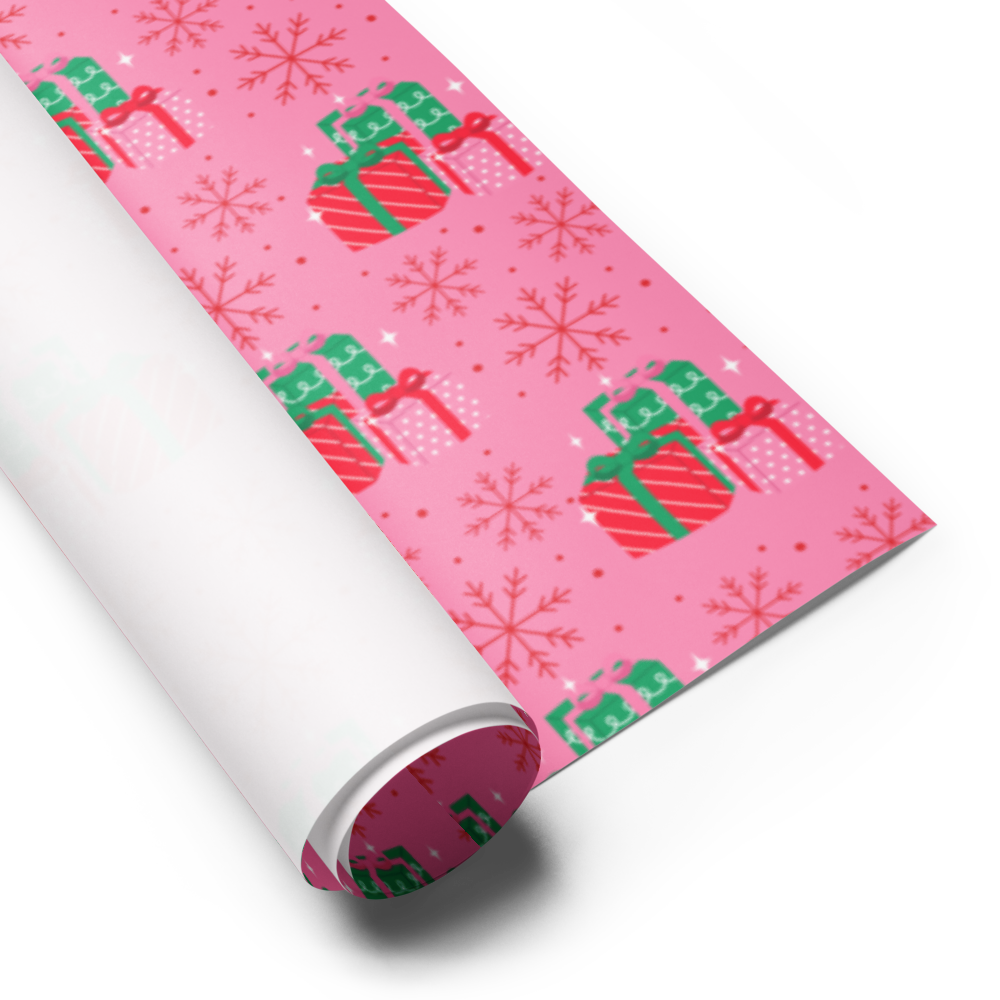 Holiday Pink Wrapping Paper Sheets | Feminine Christmas Gift Wrap | PrettyWrapsCo