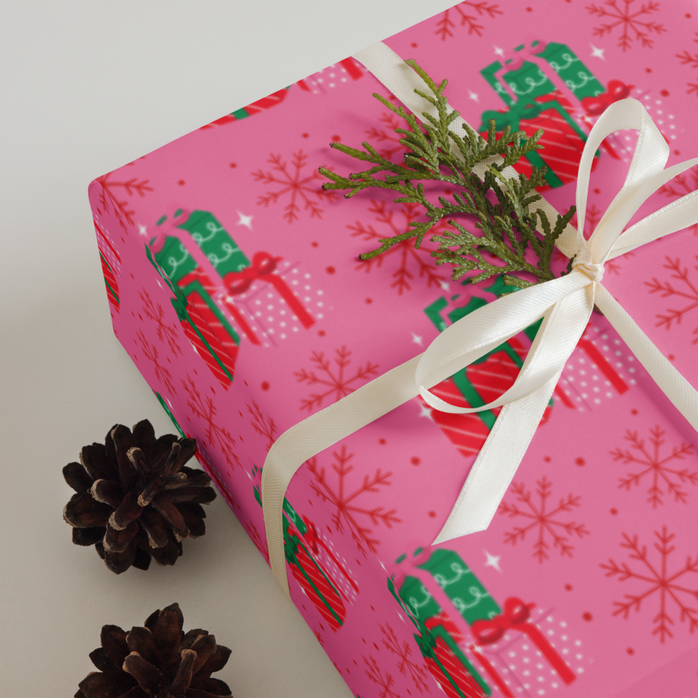 Holiday Pink Wrapping Paper Sheets | Feminine Christmas Gift Wrap | PrettyWrapsCo