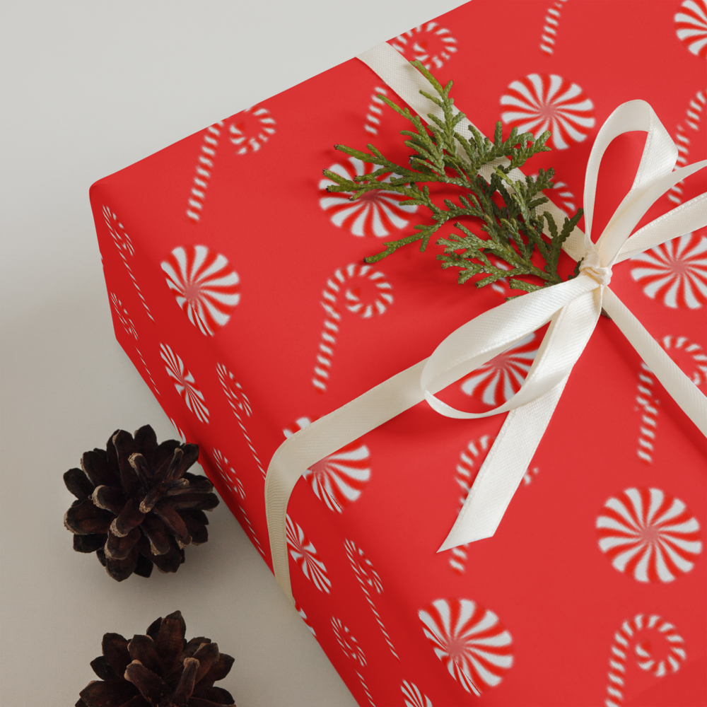 Canes & Candy Christmas Wrapping Paper Sheets | PrettyWrapsCo