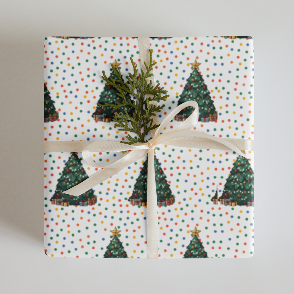 Christmas Tree Polka Dot Wrapping Paper Sheets | PrettyWrapsCo