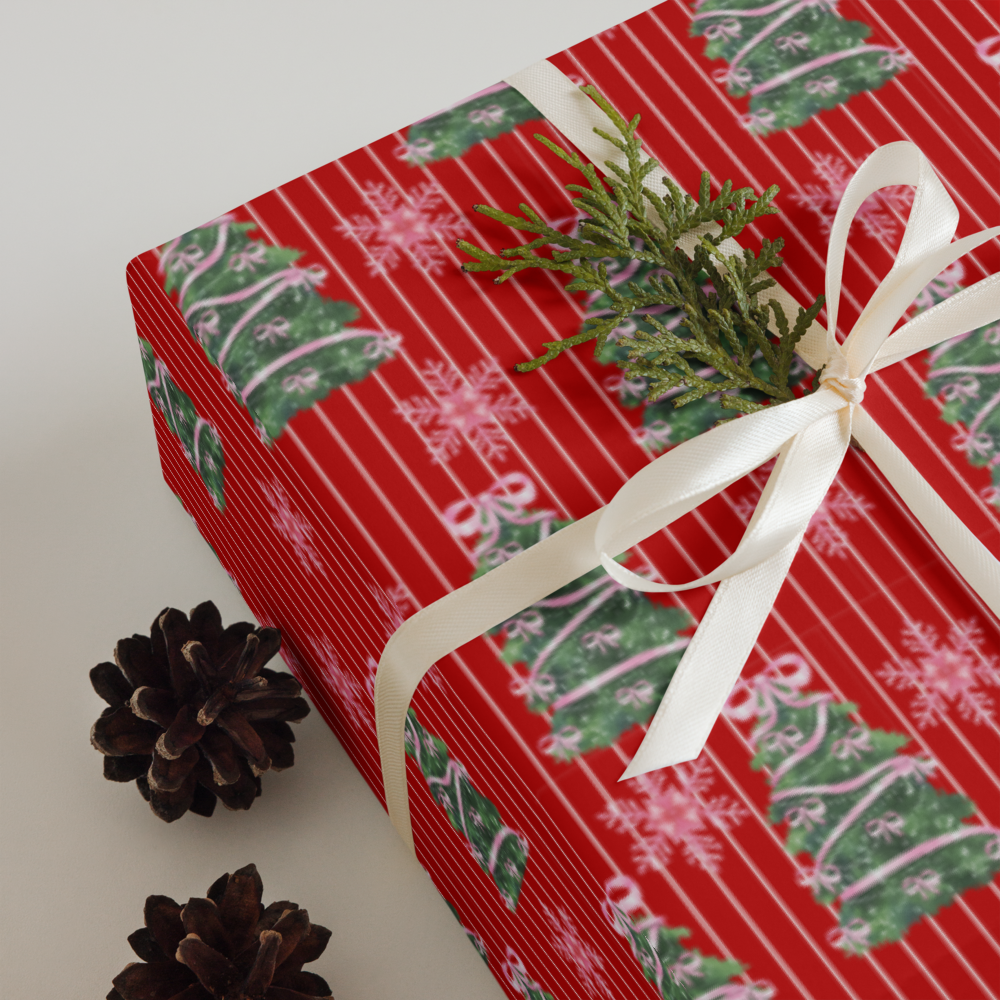 Mistletoes & Bows Christmas Wrapping Paper | PrettyWrapsCo