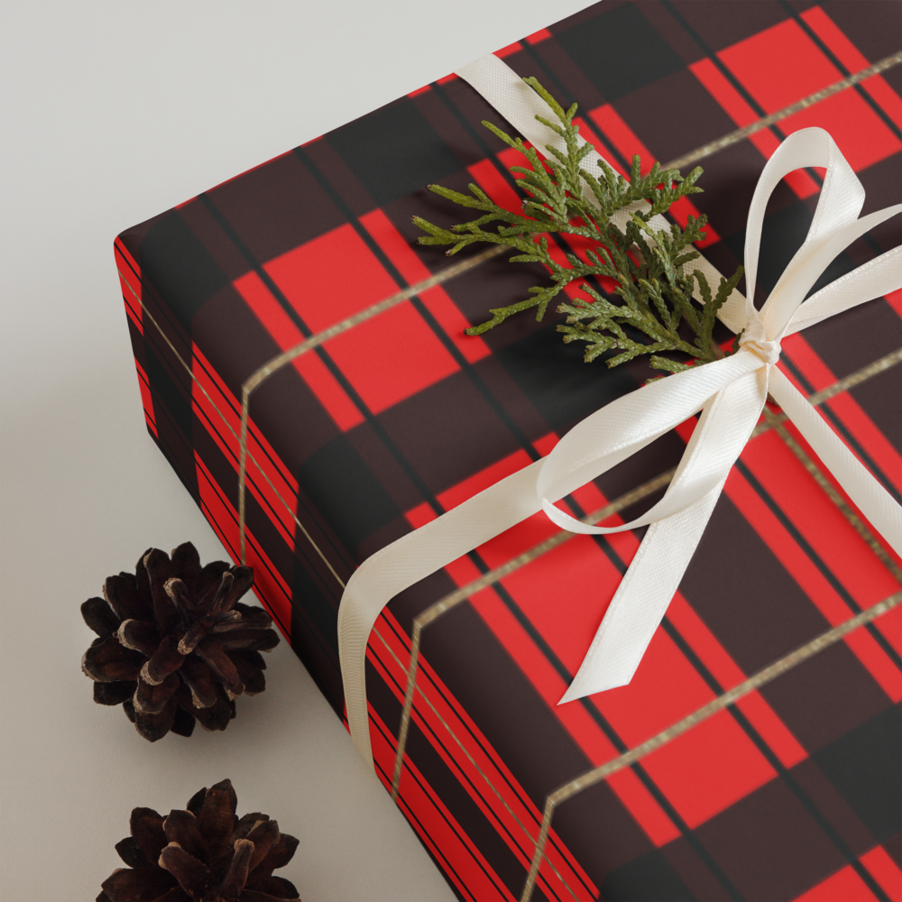 Christmas Plaid Wrapping Paper Sheets | Holiday Gift Wrap | PrettyWrapsCo