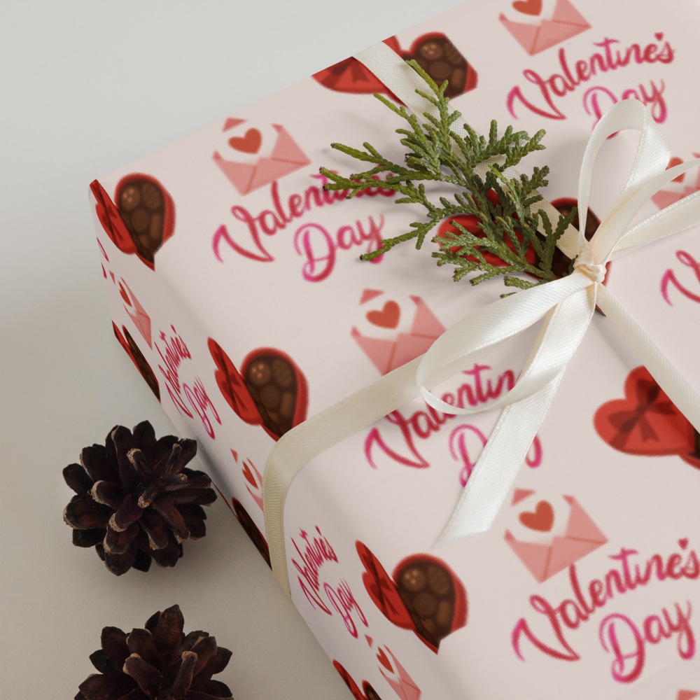Chocolate Valentine's Day Wrapping Paper Sheets | PrettyWrapsCo