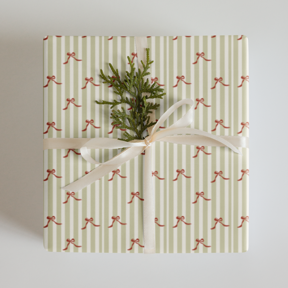 Sage & Stripes Wrapping Sheets | PrettyWrapsCo