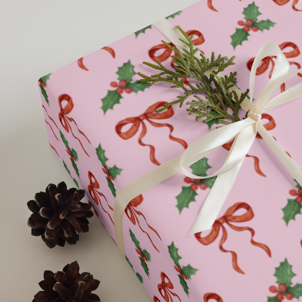 Holiday Bow Wrapping Paper Sheets | Christmas Gift Wrap | PrettyWrapsCo