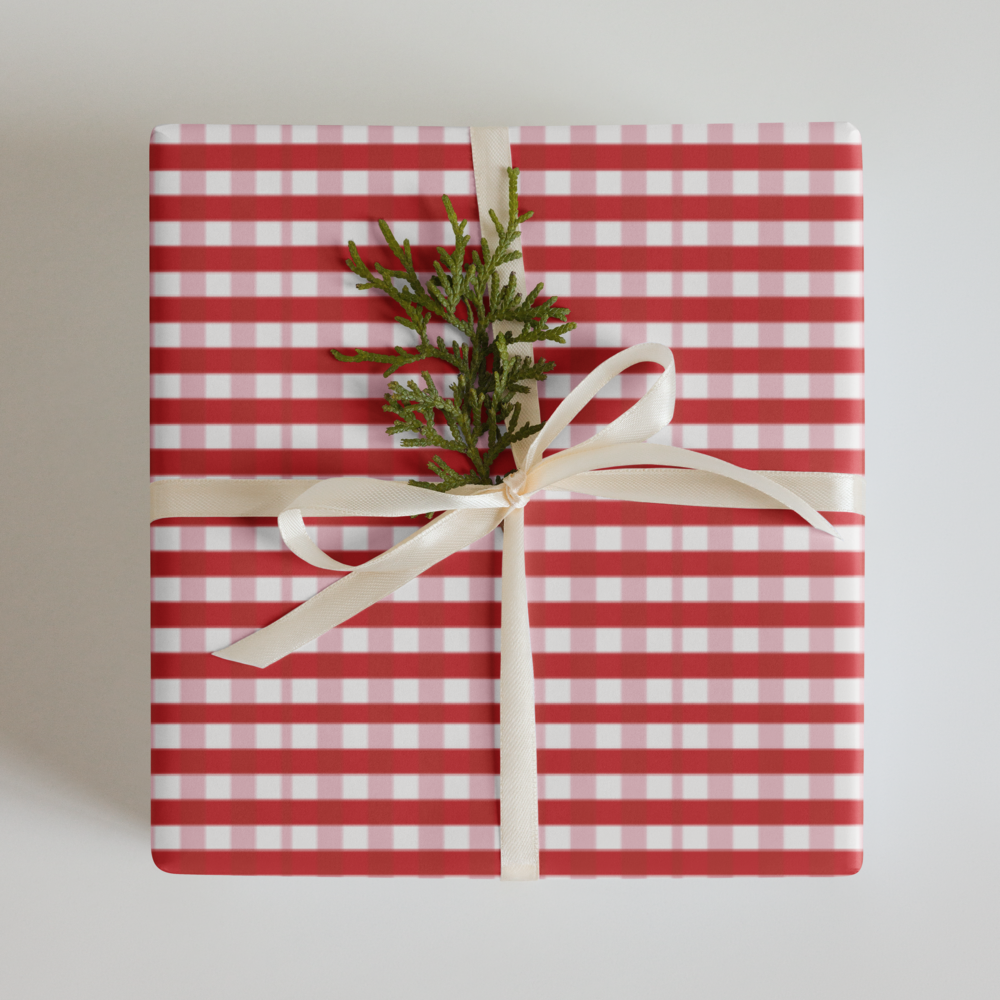 Red & Pink Checkered Wrapping paper sheets | PrettyWrapsCo