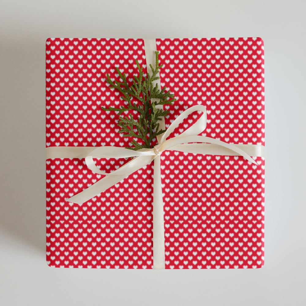 Micro Hearts Wrapping Paper Sheets | Valentine's Gift Wrap | PrettyWrapsCo