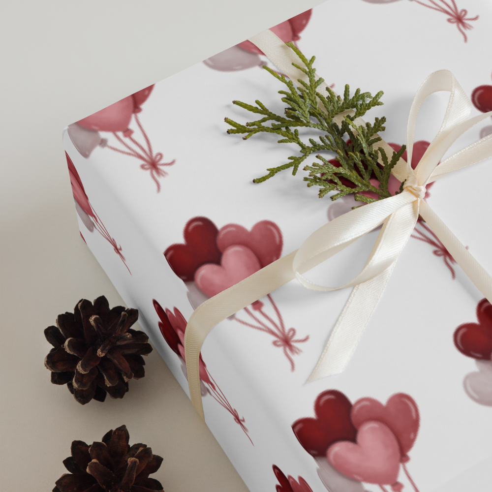 Love Balloons Wrapping Paper Sheets | Valentine's Gift Wrap | PrettyWrapsCo