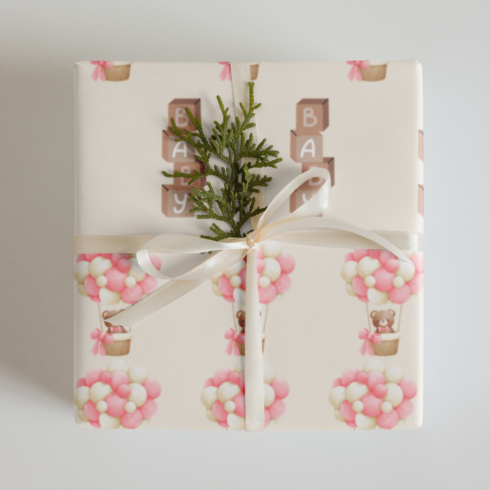 Pink Bear Wrapping Paper | PrettyWrapsCo