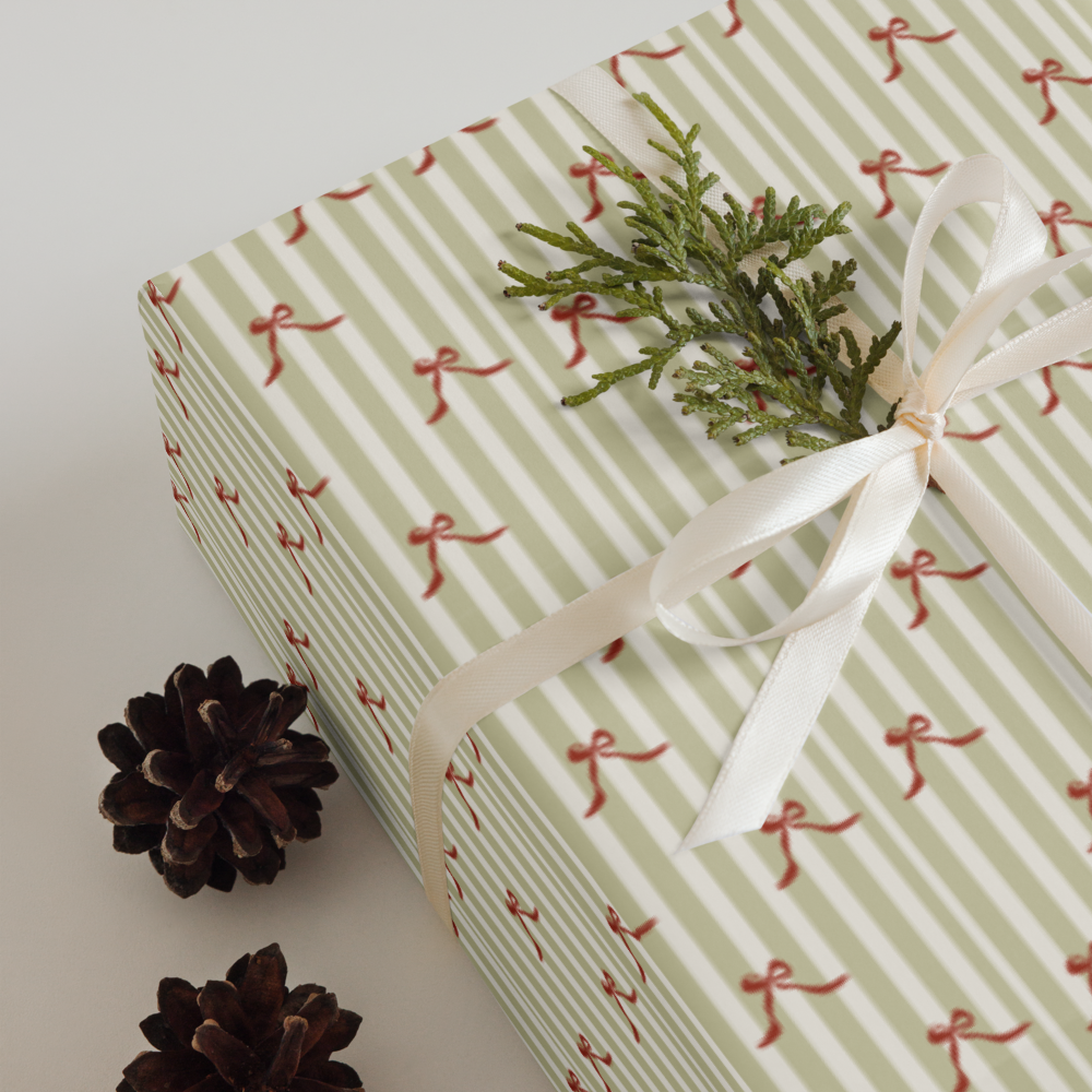 Sage & Stripes Wrapping Sheets | PrettyWrapsCo