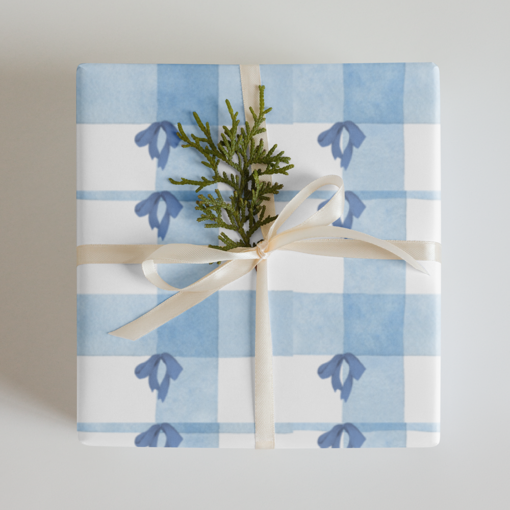 Blue Plaid Wrapping Paper Sheets | Classic Gift Wrap | PrettyWrapsCo