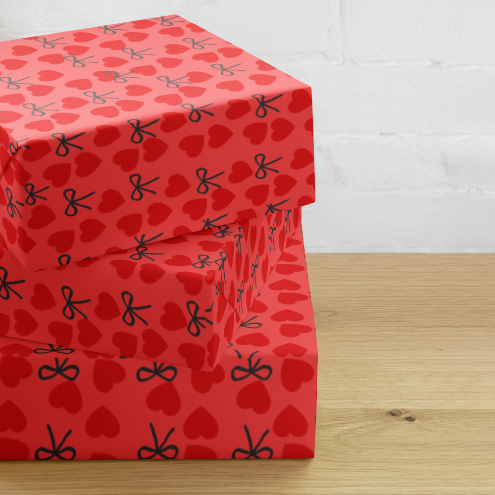 Heart Wrapping Paper Sheets | Valentine's & Love Gift Wrap | PrettyWrapsCo