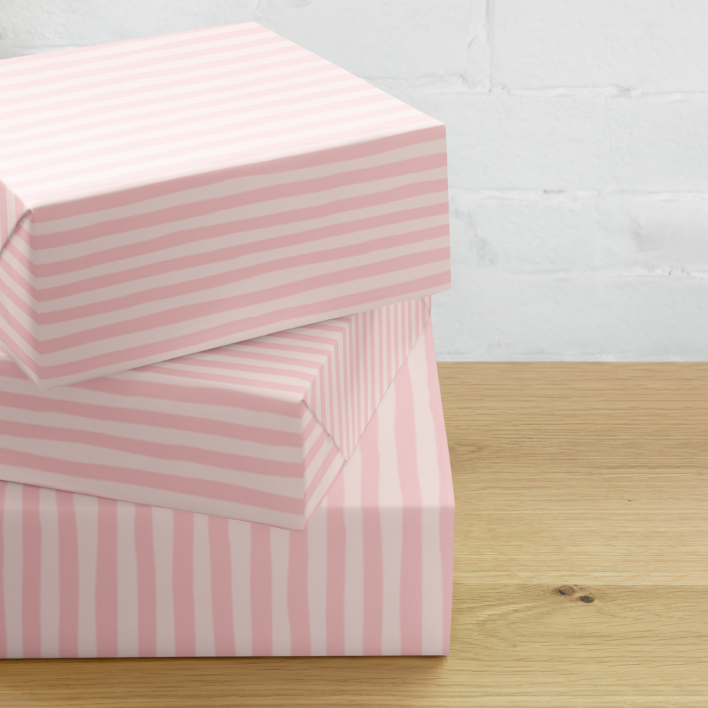 Pink Stripe Wrapping Paper | PrettyWrapsCo