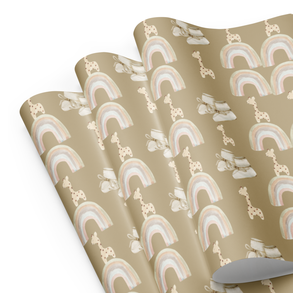 Neutral Gender Kids Wrapping Paper- white matte 28.75x19.75inches| PrettyWrapsCo