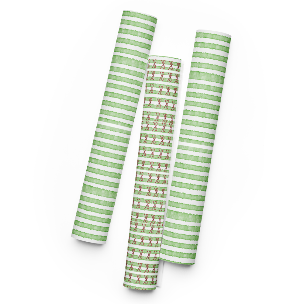 Green Bow Mix Wrapping Paper Sheets | Holiday Gift Wrap | PrettyWrapsCo