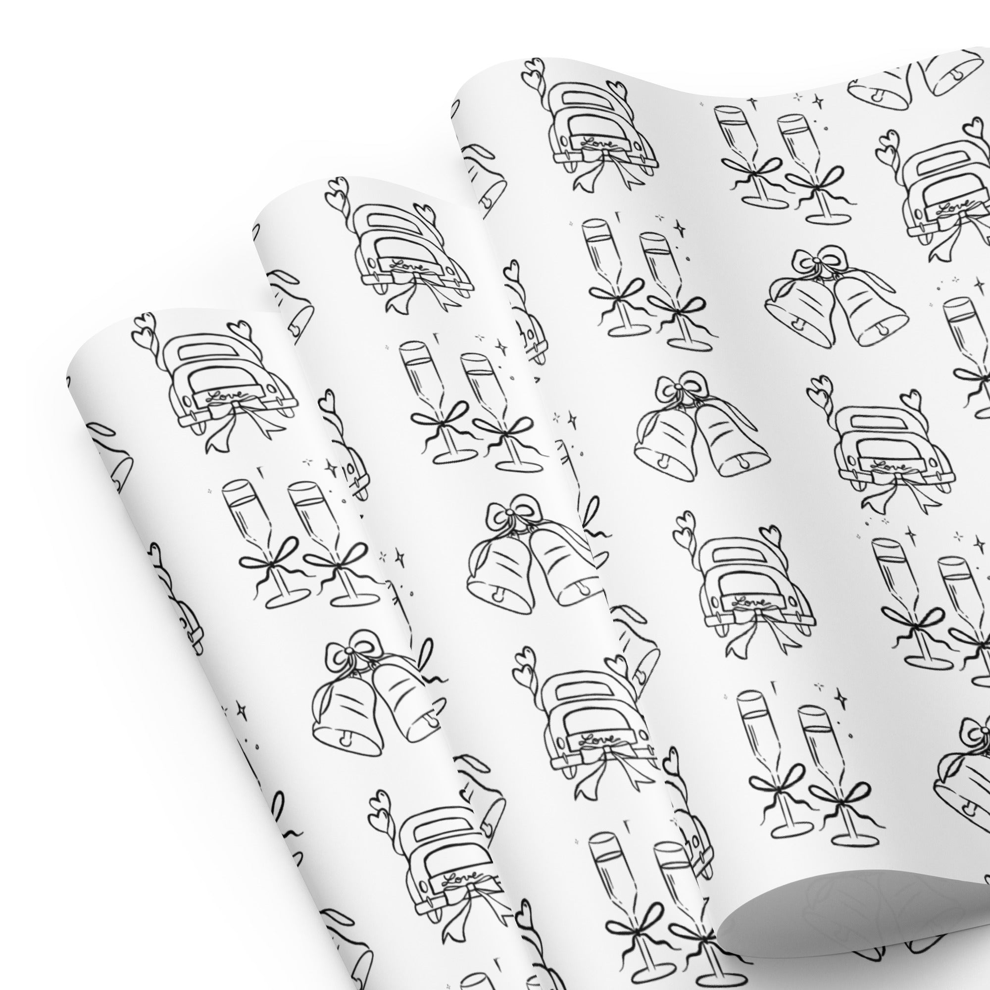 Wedding Wrapping Paper- white matte 28.75x19.75inches | PrettyWrapsCo