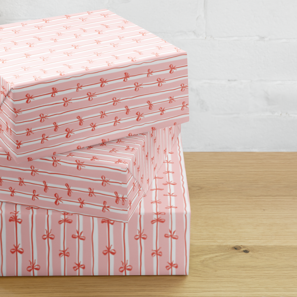 Pink Bow Wrapping Sheet | PrettyWrapsCo