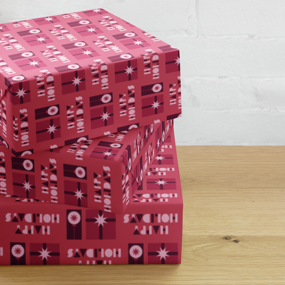 Happy Holiday Wrapping Paper Sheets | Christmas Gift Wrap | PrettyWrapsCo
