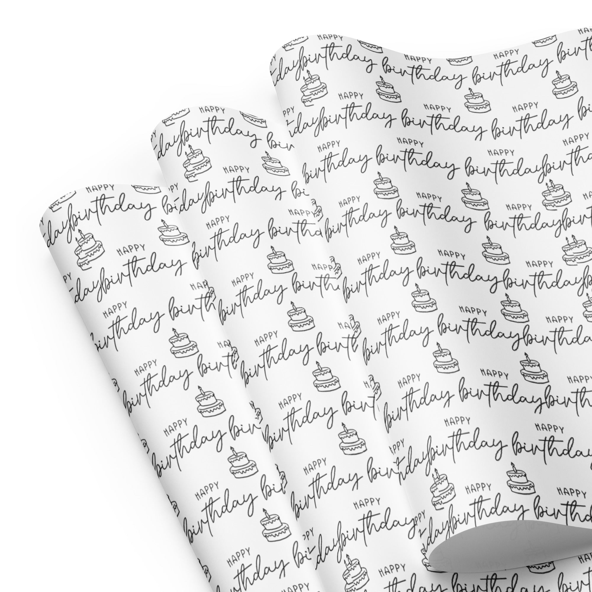 Birthday Wrapping Paper Sheets — white matte 28.75x19.75 inches | PrettyWrapsCo