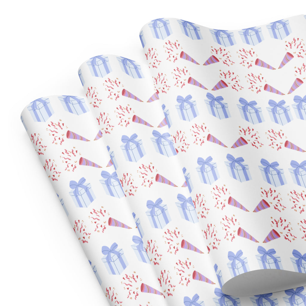 Fun Birthday Wrapping Paper Sheets— white matte 28.75x19.75inches | PrettyWrapsCo