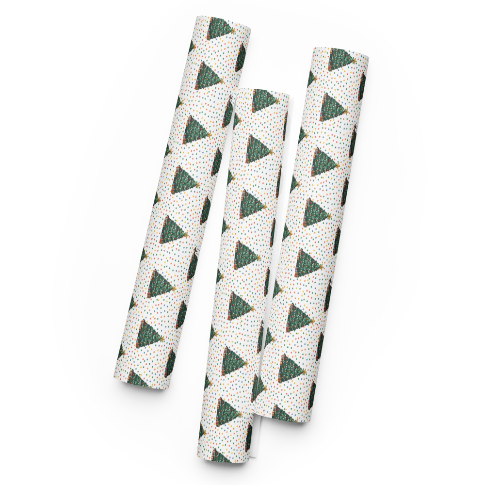 Christmas Tree Polka Dot Wrapping Paper Sheets | PrettyWrapsCo