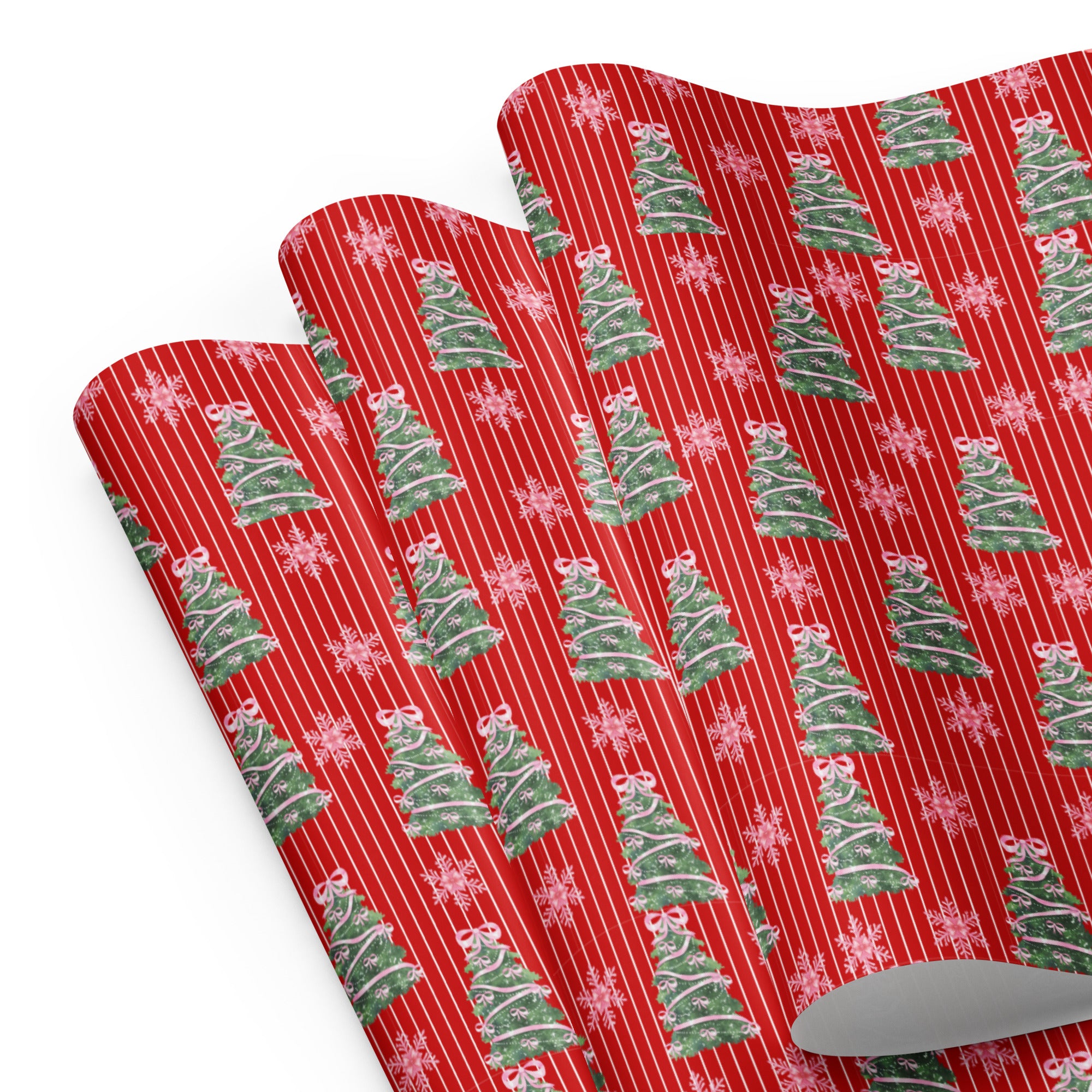 Mistletoes & Bows Christmas Wrapping Paper — white matte 28.75x19.75inches | PrettyWrapsCo
