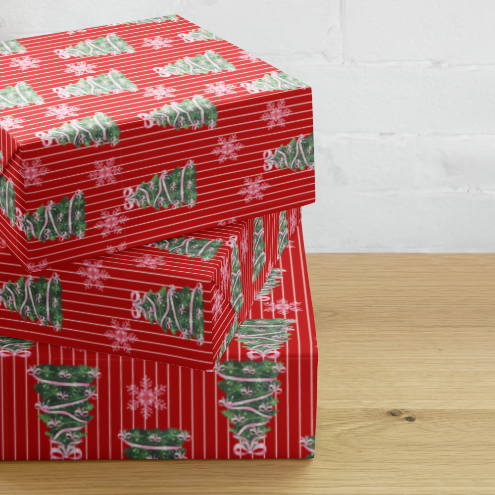 Mistletoes & Bows Christmas Wrapping Paper | PrettyWrapsCo