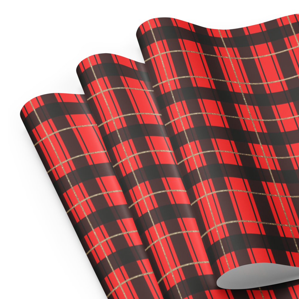 Christmas Plaid holiday wrapping paper sheet — white matte 28.75x19.75 inches | PrettyWrapsCo
