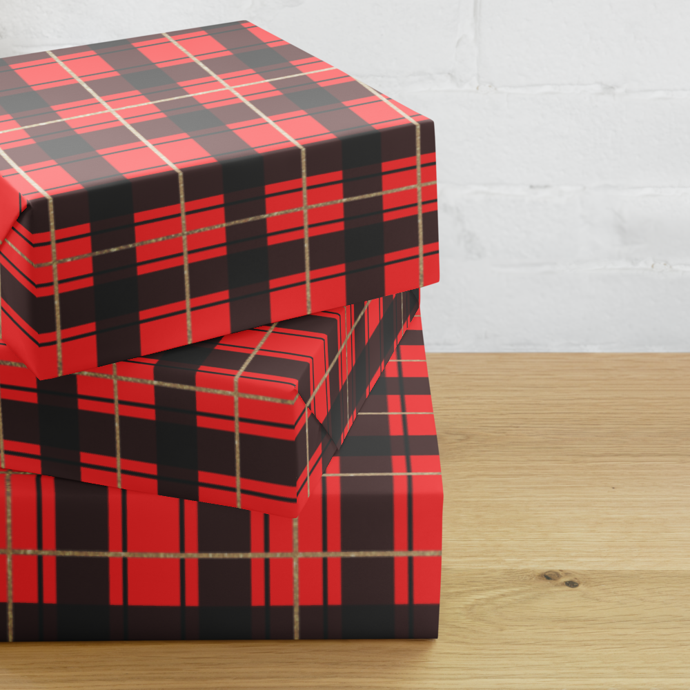 Christmas Plaid Wrapping Paper Sheets | Holiday Gift Wrap | PrettyWrapsCo