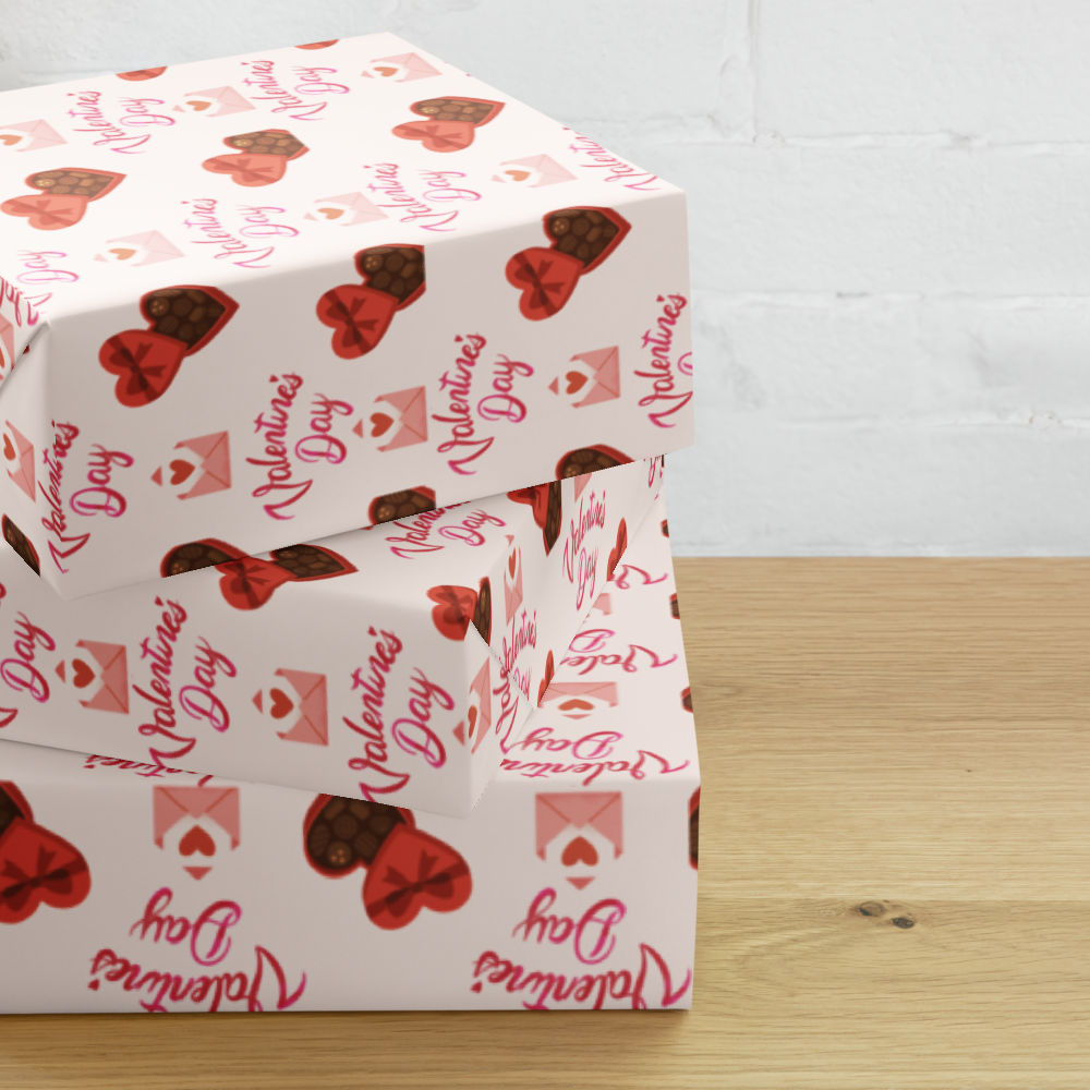 Chocolate Valentine's Day Wrapping Paper Sheets | PrettyWrapsCo