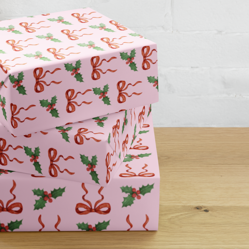 Holiday Bow Wrapping Paper Sheets | Christmas Gift Wrap | PrettyWrapsCo