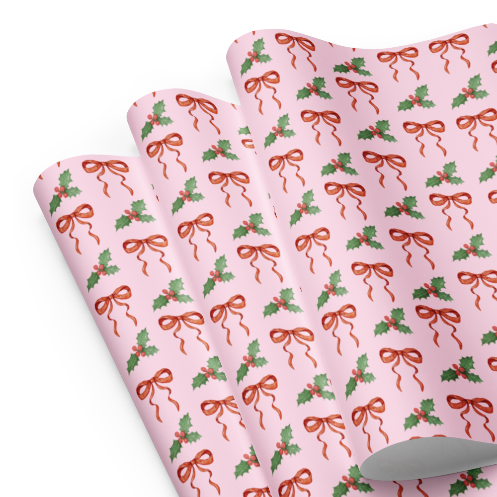 Holiday Bow Wrapping Paper Sheets | Christmas Gift Wrap | PrettyWrapsCo