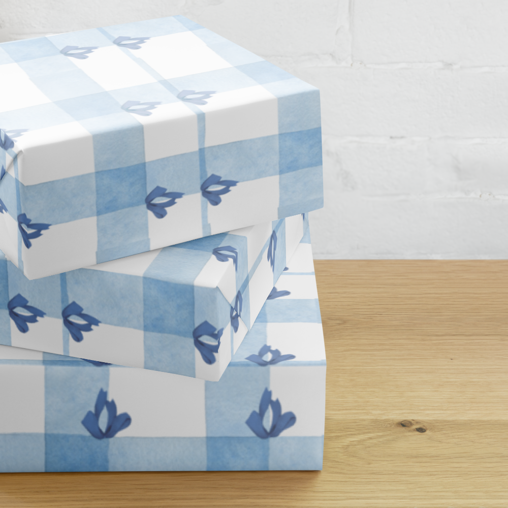 Blue Plaid Wrapping Paper Sheets | Classic Gift Wrap | PrettyWrapsCo