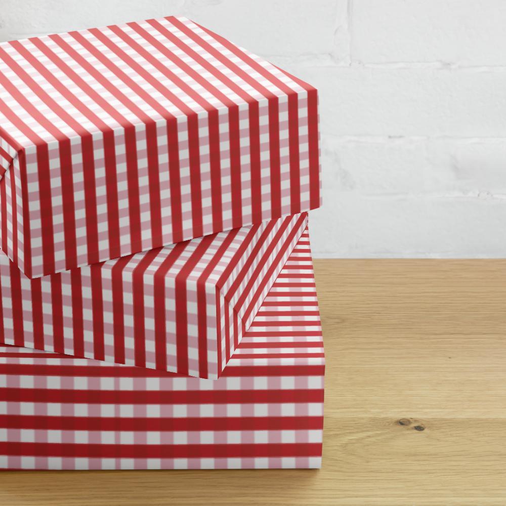 Red & Pink Checkered Wrapping paper sheets | PrettyWrapsCo