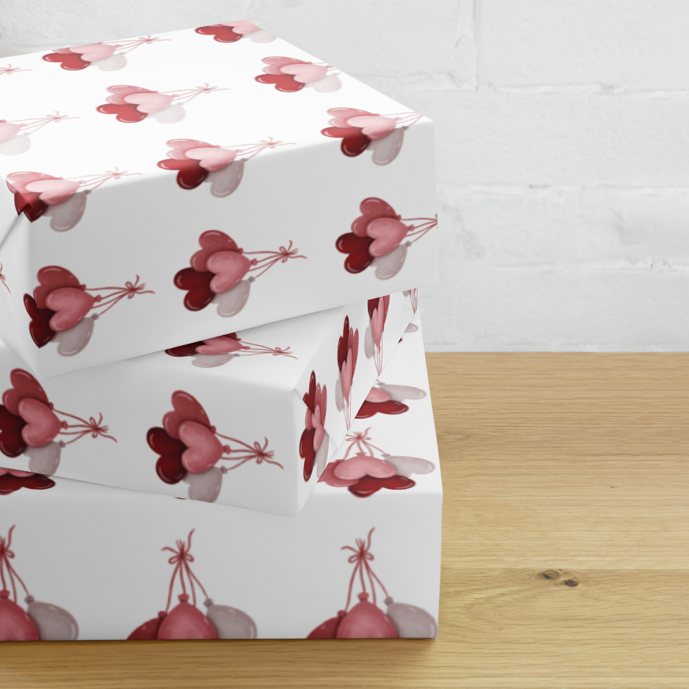 Love Balloons Wrapping Paper Sheets | Valentine's Gift Wrap | PrettyWrapsCo