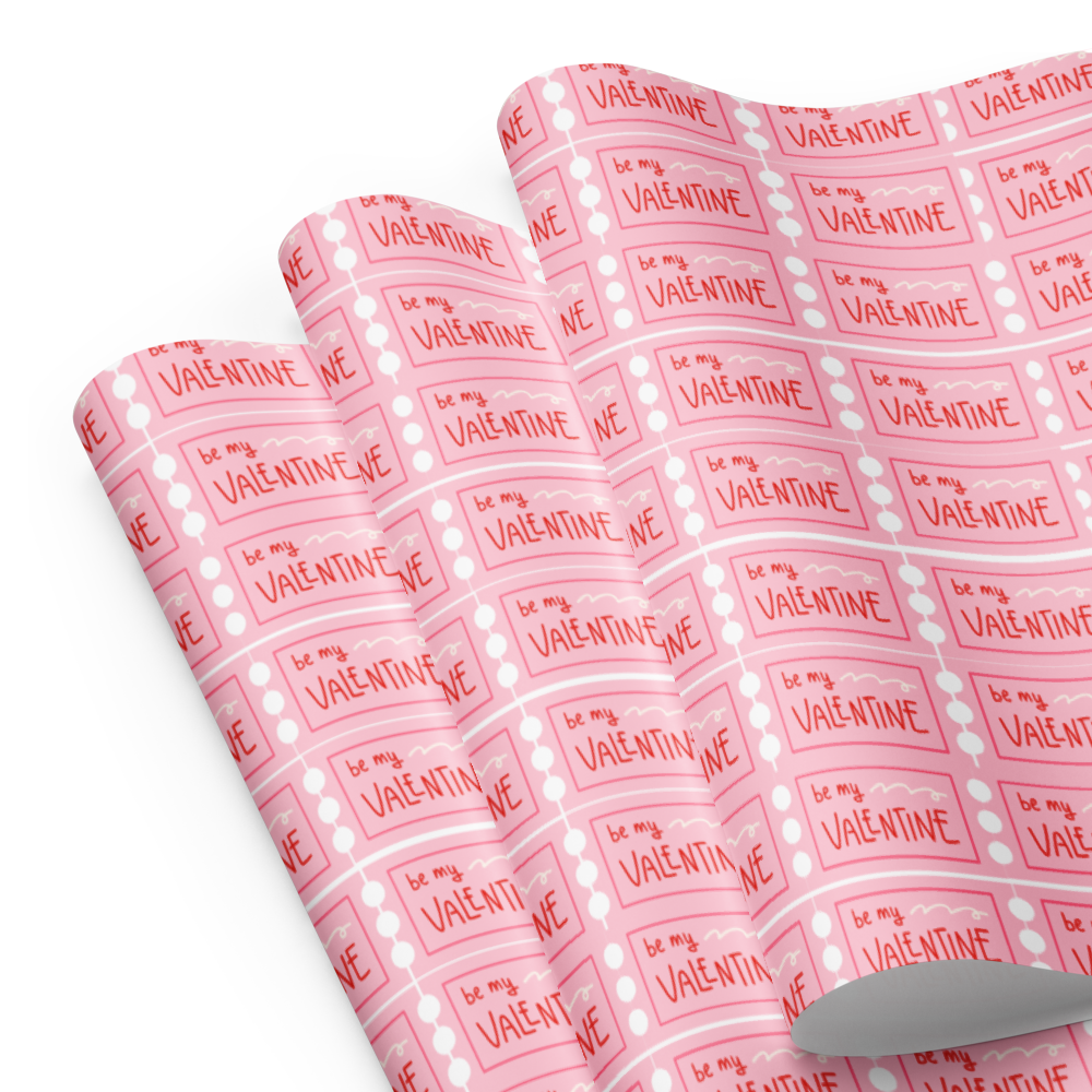Be My Valentine Wrapping Paper Sheets | PrettyWrapsCo