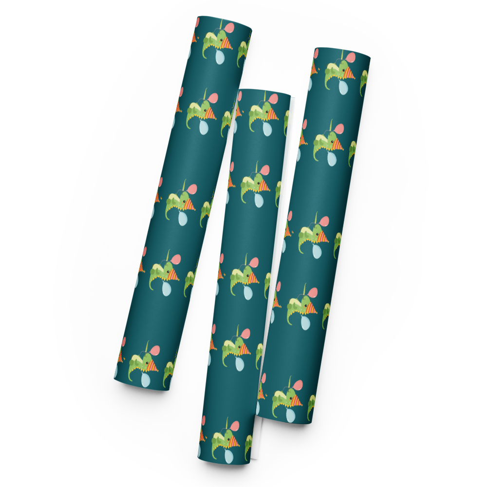 Dinosaur Balloon Wrapping Paper Sheets | Kids Birthday Gift Wrap | PrettyWrapsCo